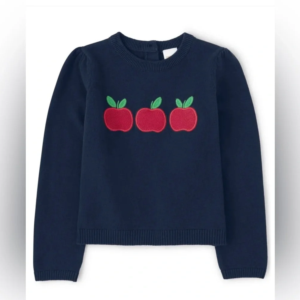 Gymboree Girls Embroidered Apple Sweater - Teacher's Favorite - Blue‎ SIZE 10